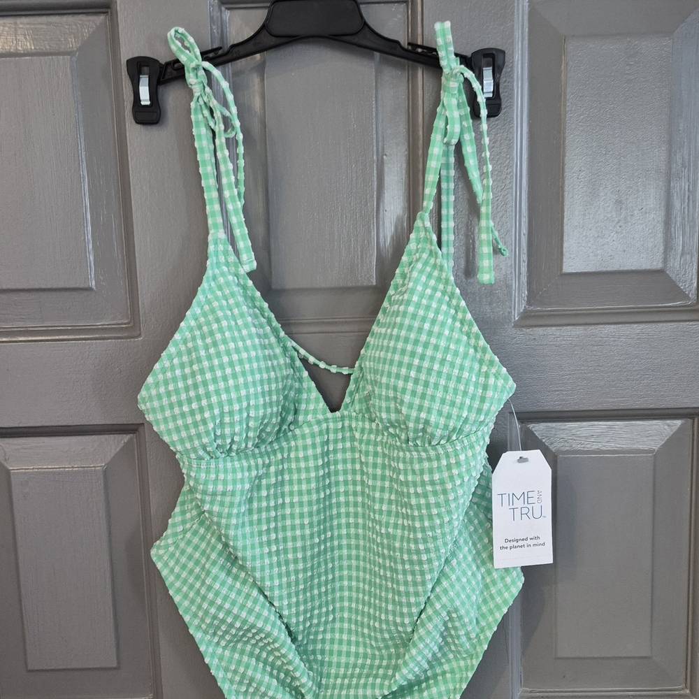 Green Gingham One-Piece Swimsuit